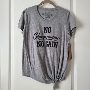 NWT Shore Retro Brand No Champagne No Gain Soft Tie Top Grey Medium